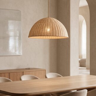 Pendant light Norinda with woven rattan - natural