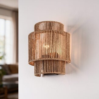 Navira wall light made of hand-woven paper rope - natural