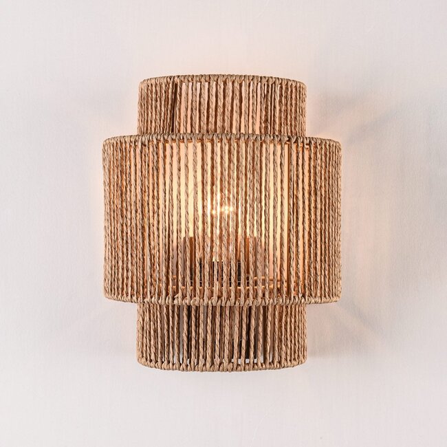 Navira wall light made of hand-woven paper rope - natural