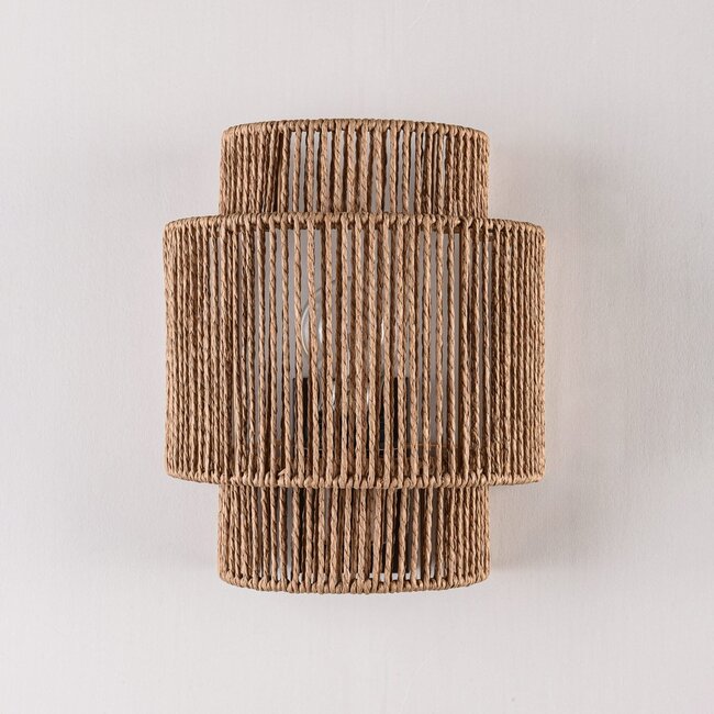 Navira wall light made of hand-woven paper rope - natural