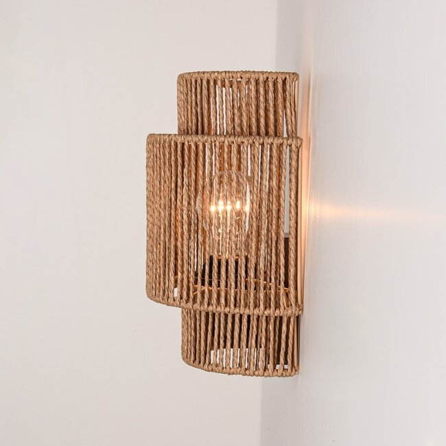 Navira wall light made of hand-woven paper rope - natural