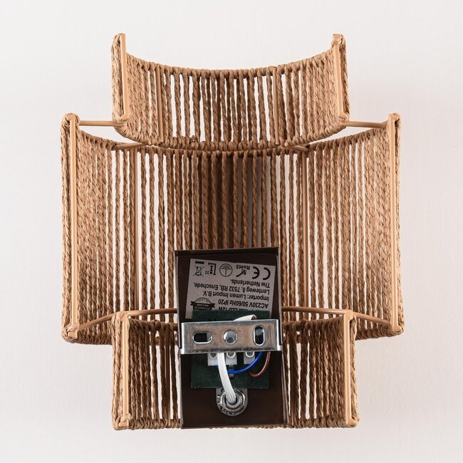 Navira wall light made of hand-woven paper rope - natural