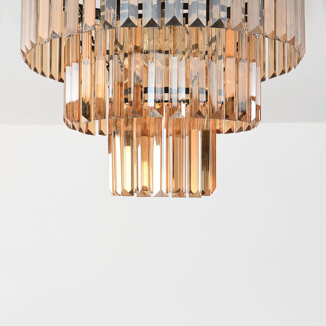 3-light ceiling light with amber glass crystals - Kristel