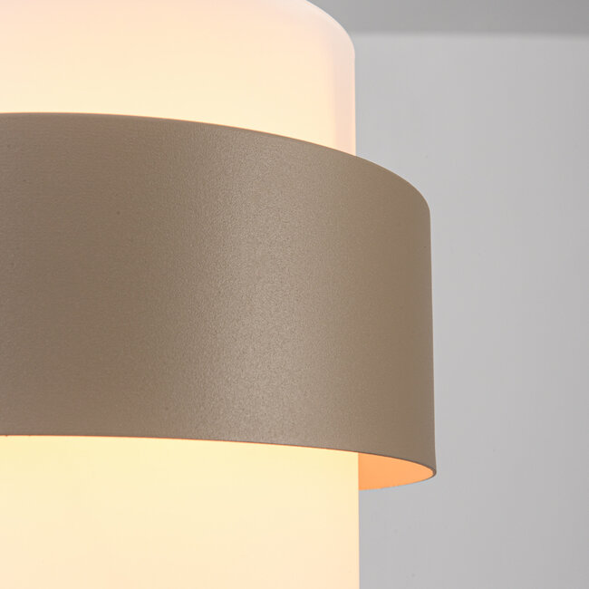 Pendant light Klari beige with opal white glass, 3-light