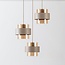 Pendant light Kodi beige with amber glass, 3-light