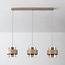 Pendant light Klari beige with amber glass, 3-light