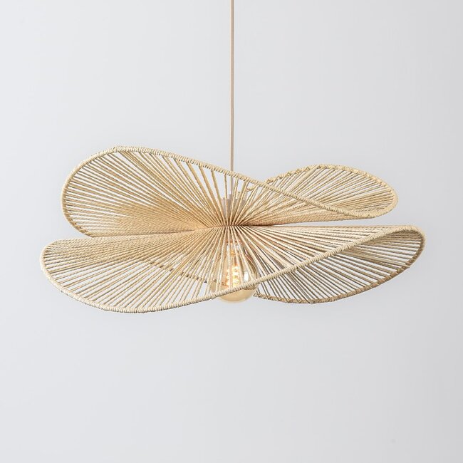Pendant light Janah with hand-woven paper shades - beige