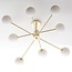 8-light designer ceiling light Idaho - sand gold and frosted glass
