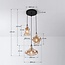 3-light industrial pendant light Trinidad - black with amber glass