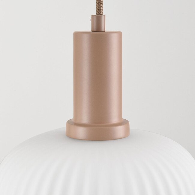 Pendant lamp Viola 3-light, opal glass and beige