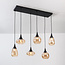 6-light pendant light Loic - black with amber glass