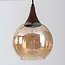 Loic 6-light pendant light - amber glass and wood effect