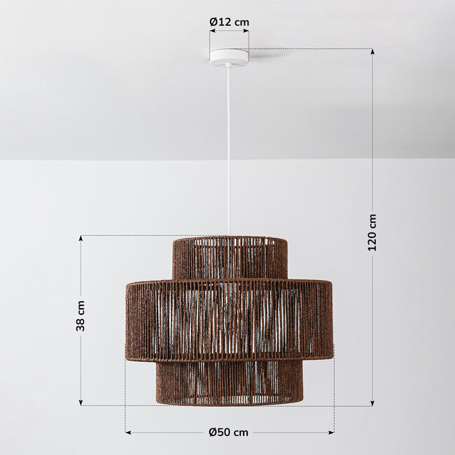 pendant light Sumi in paper - dark brown