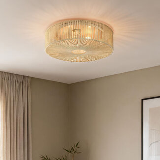 Robian ceiling light with hand-woven paper rope shade - beige