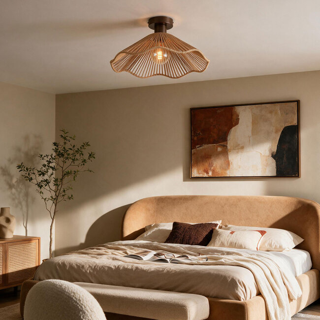 Ceiling light Carta made of hand-braided rope - natural