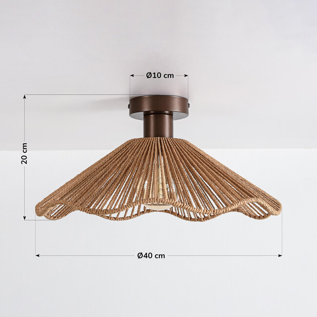 Ceiling light Carta made of hand-braided rope - natural