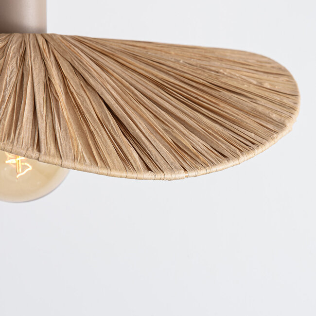 Ceiling light Satu with hand-woven raffia paper - beige