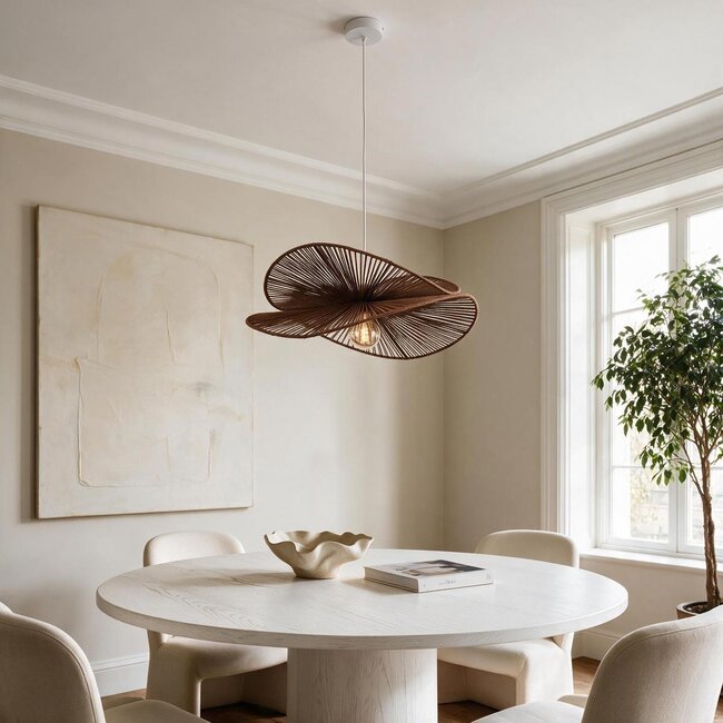 Pendant light Janah with hand-woven paper shades - white