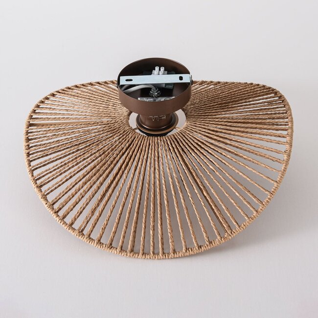 Ceiling light Roberta with hand-woven paper shade - brown