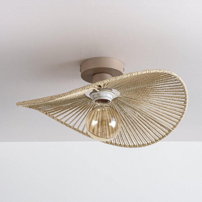 Ceiling light Roberta with hand-woven paper shade - beige
