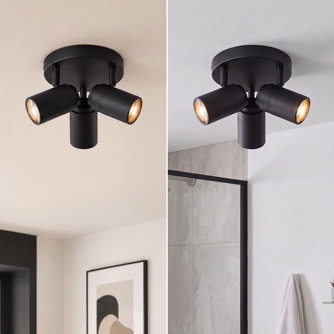 3-light ceiling spotlight Nivo with adjustable spotlights in black