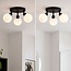 Ceiling lamp Zano with 3 adjustable spotlights in black with opal-white glass