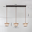 3-light Japandi pendant light Travia - travertine (natural stone) and light wood