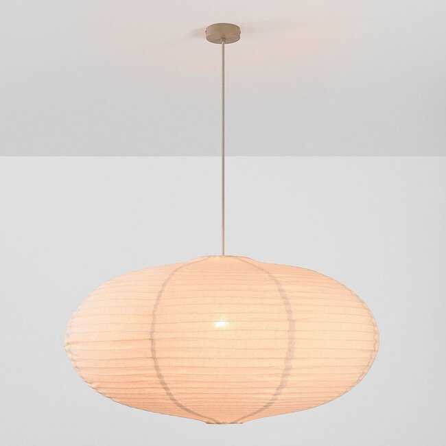 Pendant light Sikara with natural linen shade- Ø80