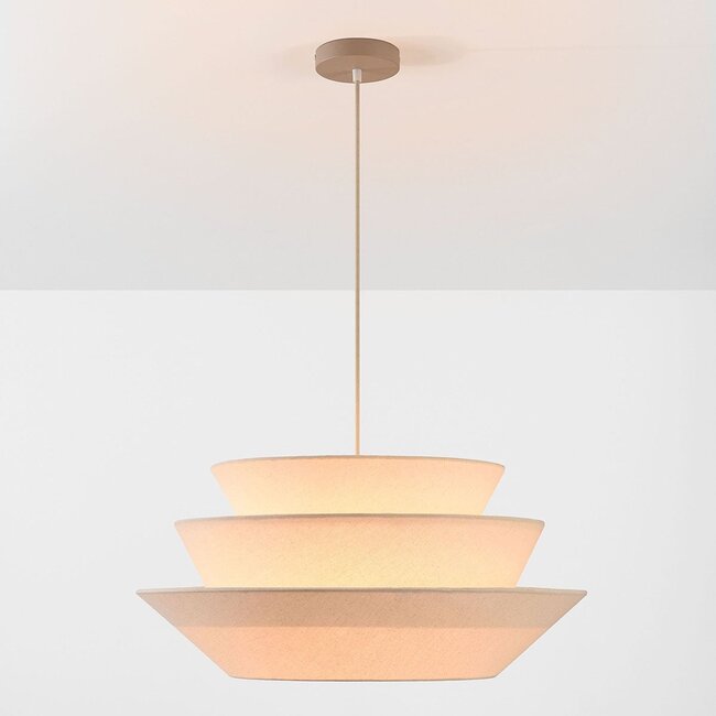 Blomia pendant light with layered linen shade - natural