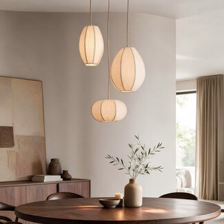 Pendant light Jelina with 3 linen shades - taupe