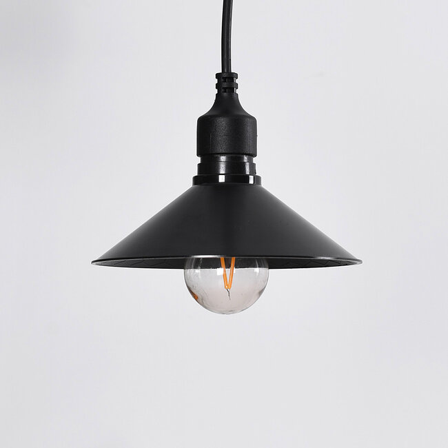 Shade for festoon bulbs in black