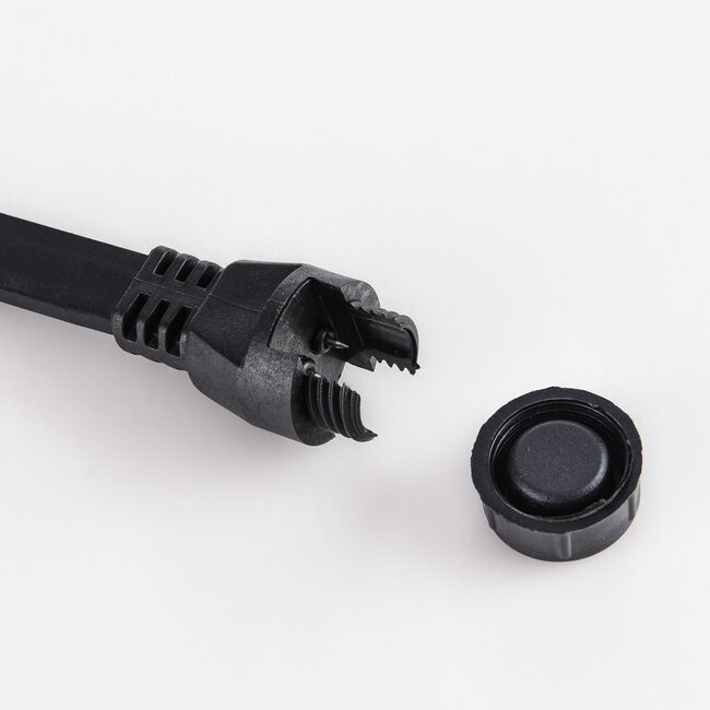 Branch connector for festoon lighting cables in black