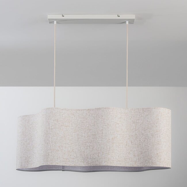 2-light pendant light Hirom - beige with linen shade