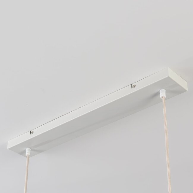 2-light pendant light Hirom - beige with linen shade