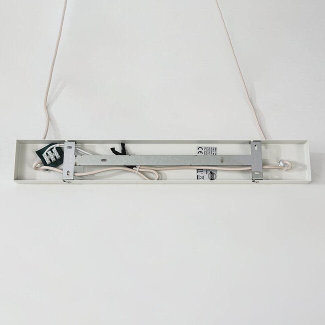 2-light pendant light Hirom - beige with linen shade