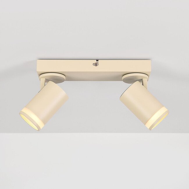 Ceiling spotlight Dotto with 2 rotatable spots in pearl white