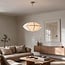 Pendant light Ovala Ø60 cm - beige linen shade with brown accents