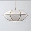 Pendant light Ovala Ø60 cm - beige linen shade with brown accents
