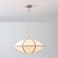 Pendant light Ovala Ø60 cm - beige linen shade with brown accents