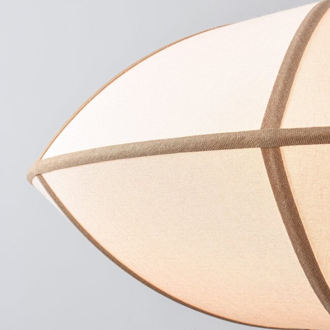 Pendant light Ovala Ø60 cm - beige linen shade with brown accents