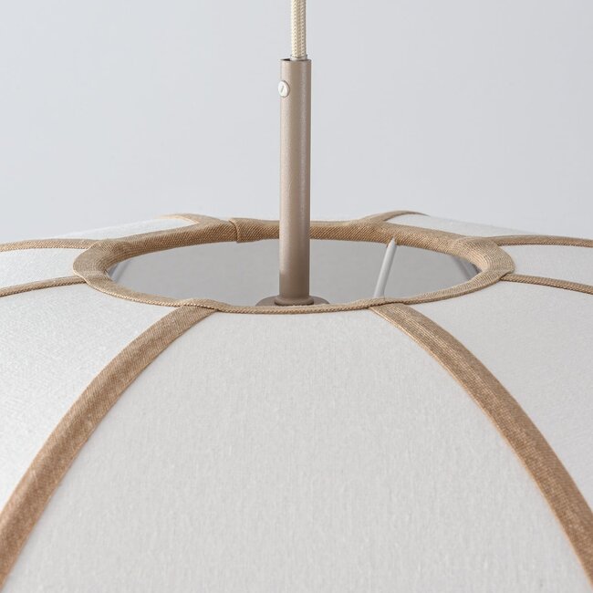 Pendant light Ovala Ø60 cm - beige linen shade with brown accents