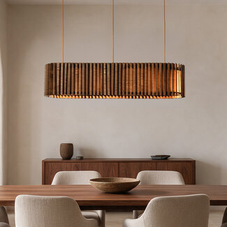 Hema pendant light with wooden shade - walnut