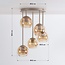 Carato ceiling light with 5 amber glass globes - beige