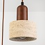 3-light Japandi pendant light Muro - travertine (natural stone) and wood