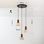 3-light Japandi pendant light Muro - travertine (natural stone) and wood