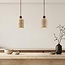 2-light Japandi pendant light Voro - travertine (natural stone) and wood