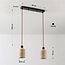 2-light Japandi pendant light Voro - travertine (natural stone) and wood