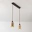 2-light Japandi pendant light Voro - travertine (natural stone) and wood