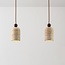 2-light Japandi pendant light Voro - travertine (natural stone) and wood