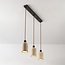 3-light Japandi pendant light Voro - travertine (natural stone) and wood